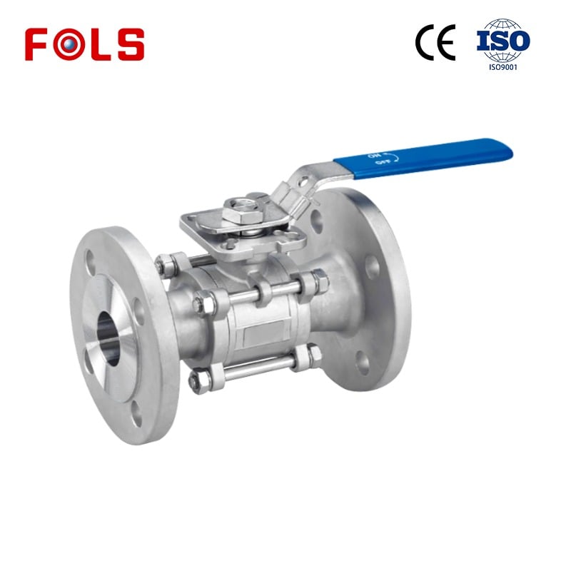 Manual three piece flange stainless steel ball valve