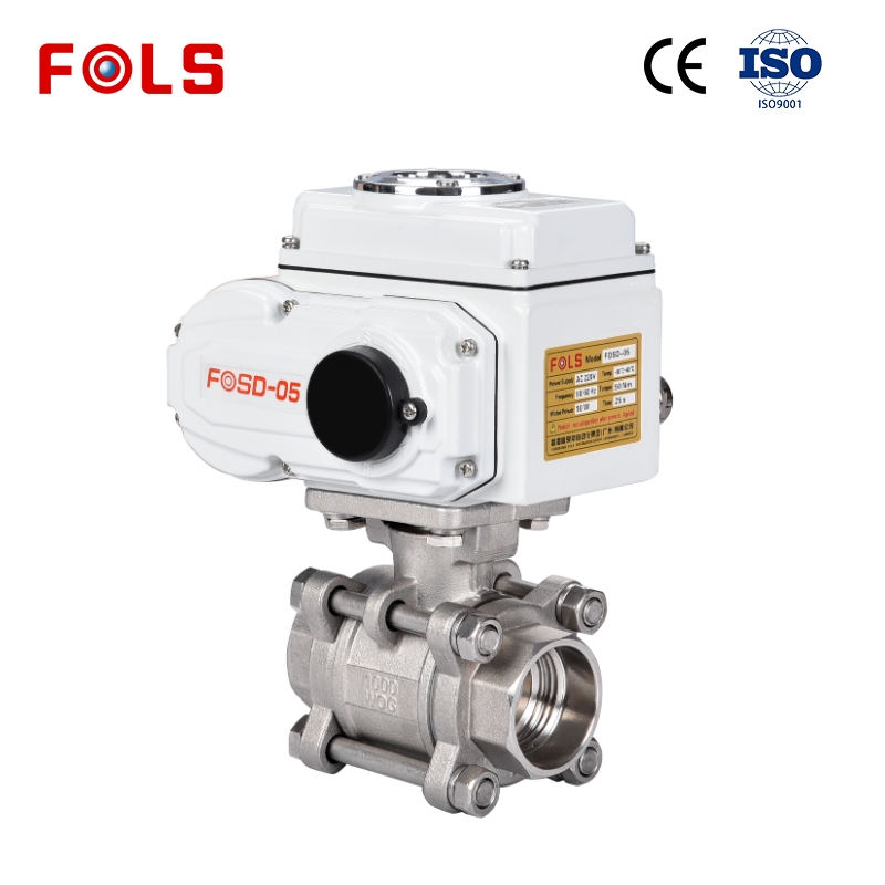 Electric three piece threaded ball valve