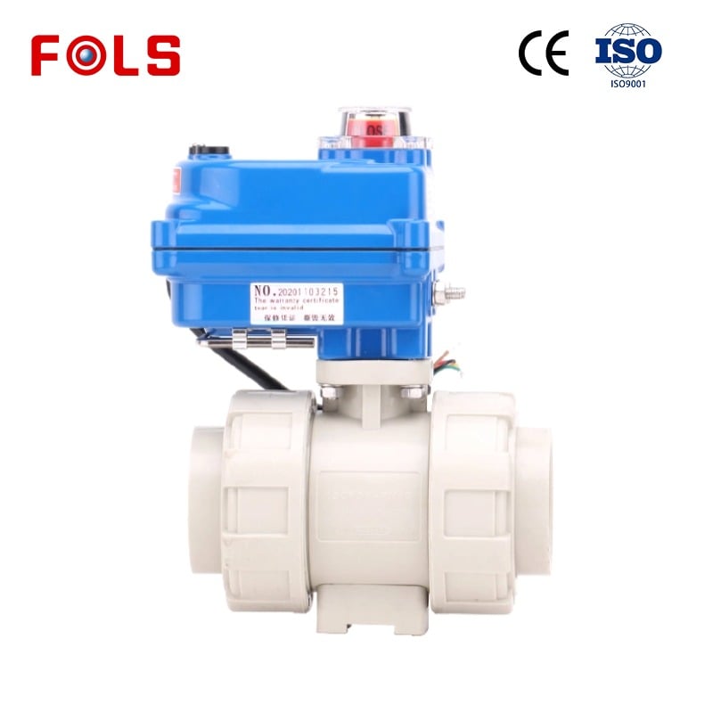 Compact FOLS 2 Way True Union PVDF Electric Ball Valve