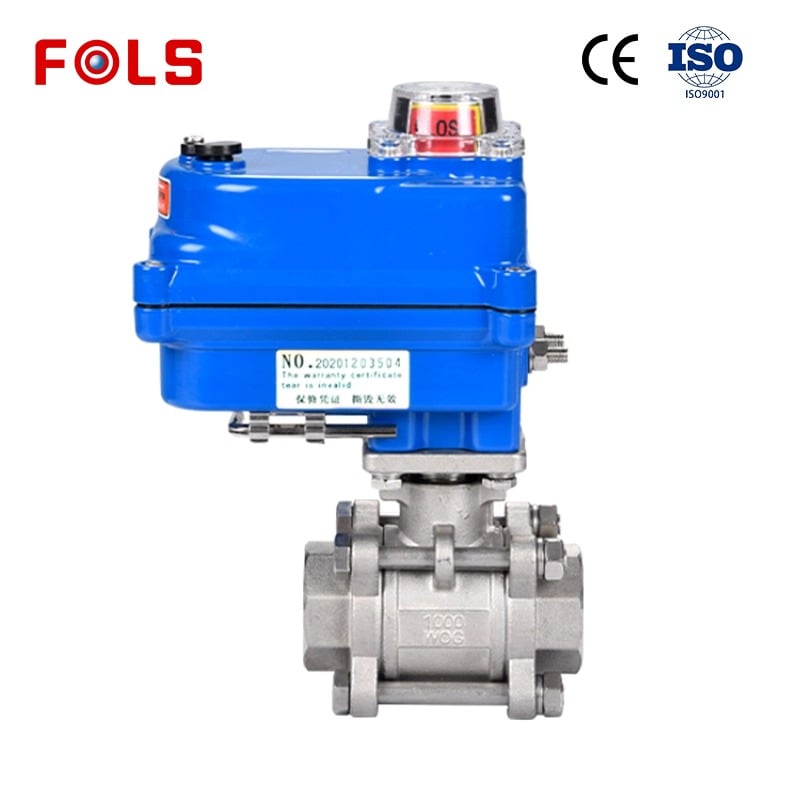 Compact electric three piece ball valve