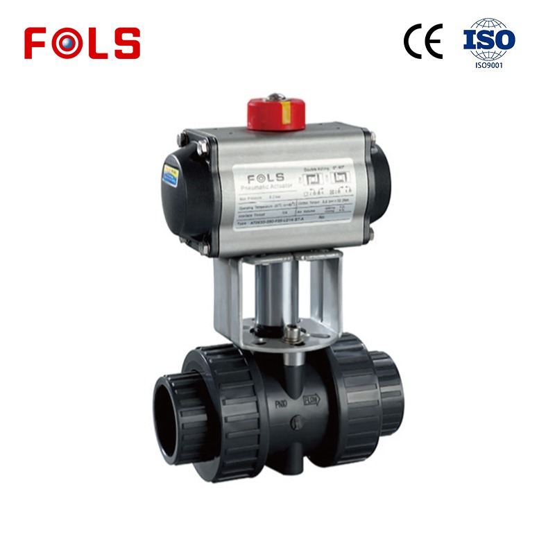 FOLS Double Union PVC Pneumatic Actuator Ball Valve