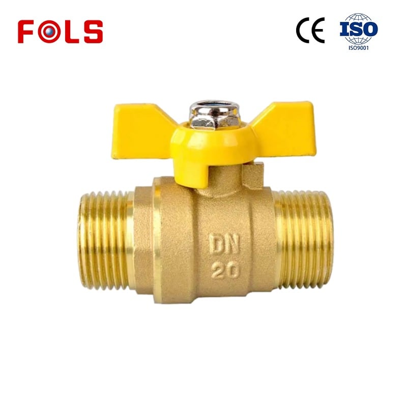 Butterfly handle double external thread brass ball valve