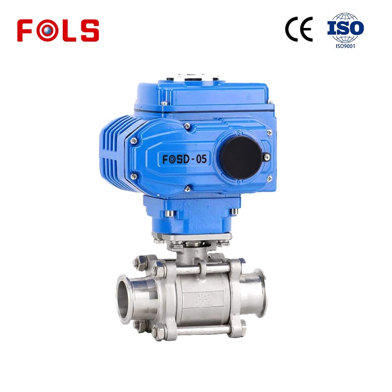FOLS Electric 3 PCS Tri Clamp 2 way ball valve 