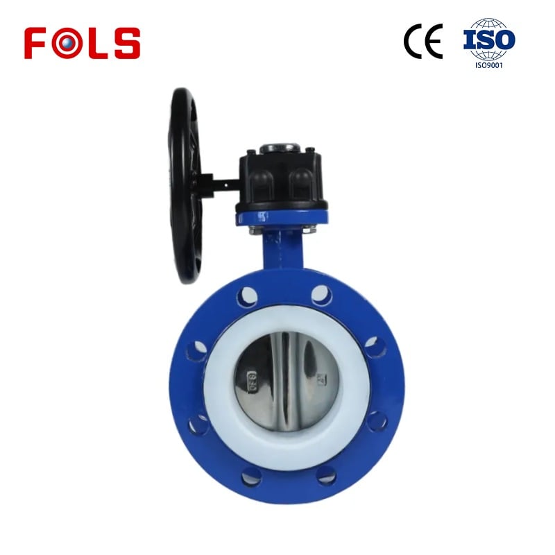 FOLS Manual Operated Flange Butterfly Valve With PTFE Lined