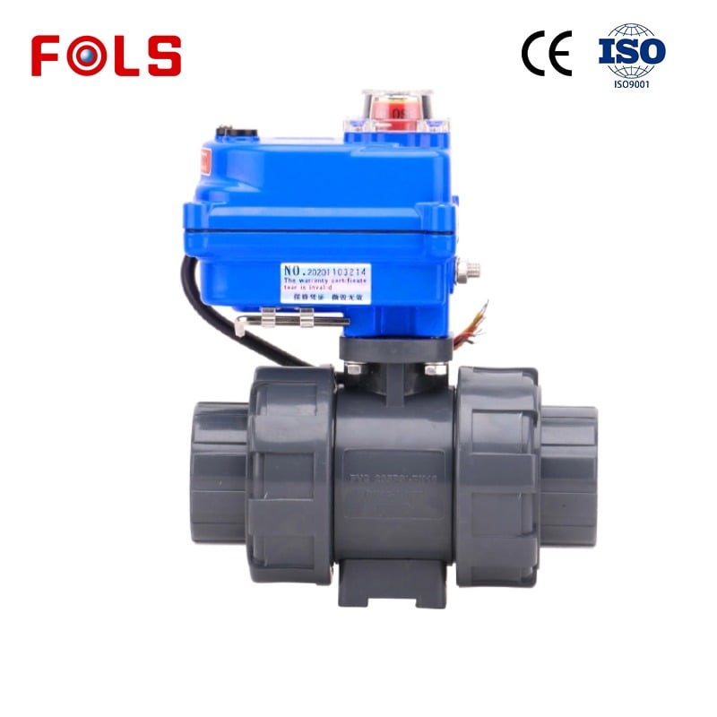 Compact FOLS 2 Way True Union PVDF Electric Ball Valve