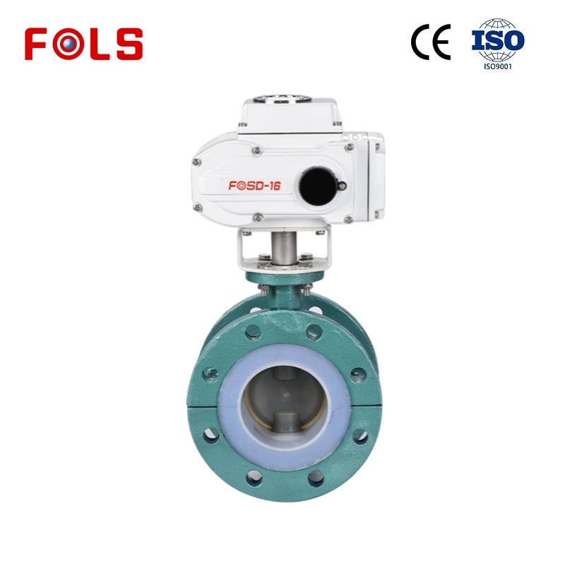 FOLS Electric Flange Soft Seal Soft PTFE Fluorine Lined Butterfly Valve 