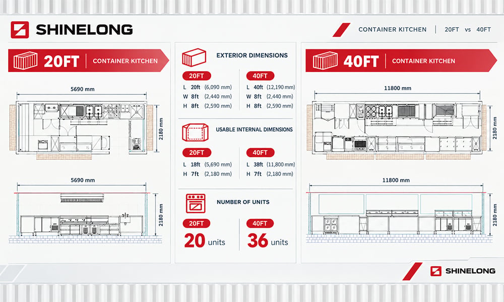 20ft and 40ft Container Kitchen Comparison Table