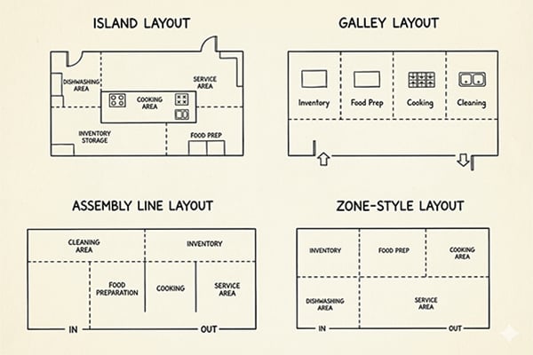 4 basic commercial kitchen layout explained by SHINELONG Kitchen