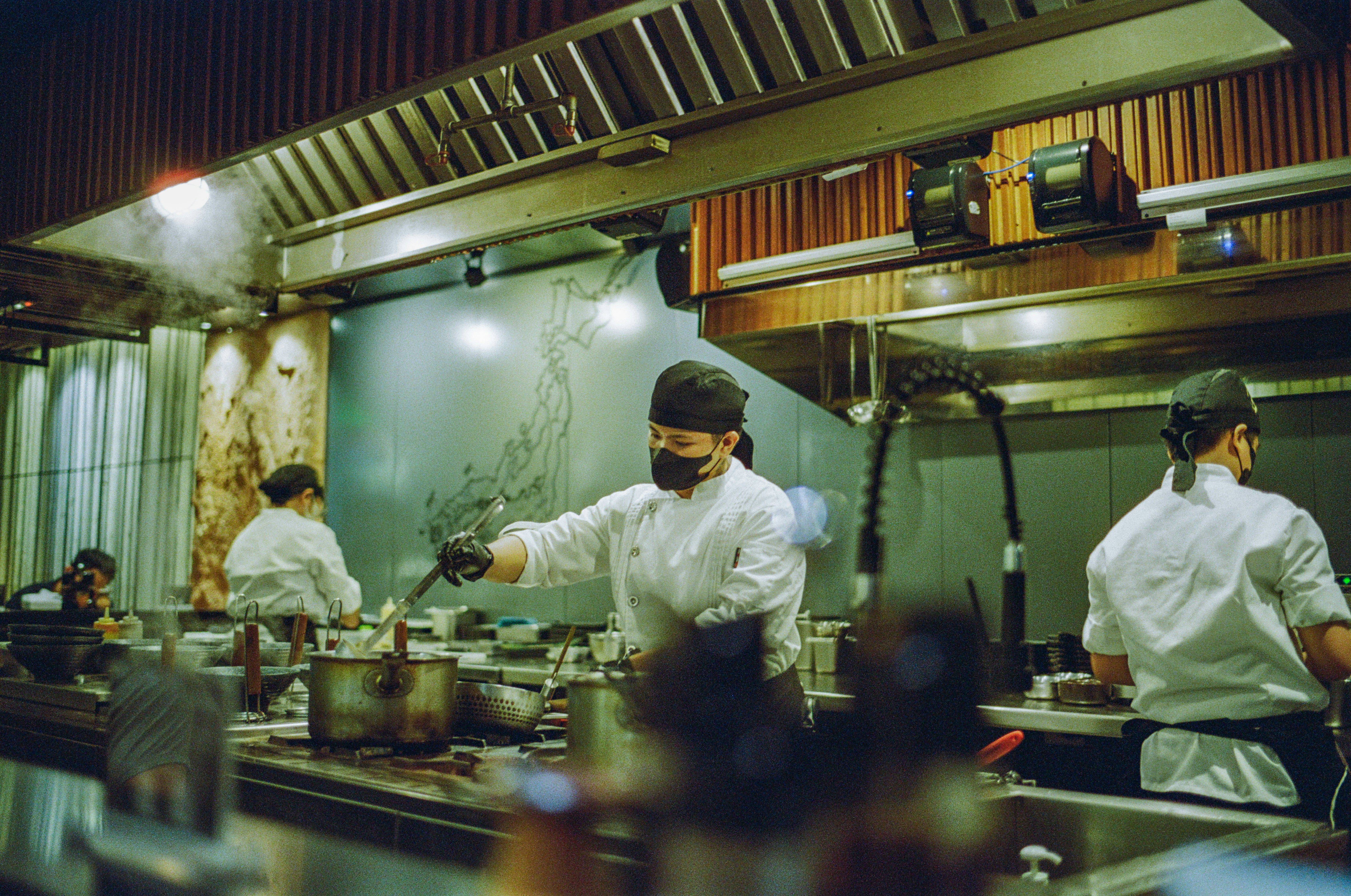 cooking behind the restaurant