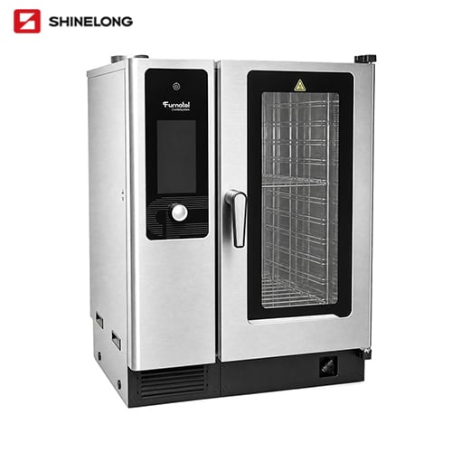 Furnotel Ultra elektrikli kombi pech — 10 ta 1/1 GN formatdagi idishlar uchun, bug'latish qurilmasi va ekranli boshqaruv paneli bilan, 380~400 V
