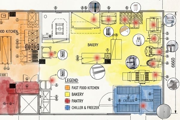 Commercial bakery kitchen floor plan design provided by SHINELONG