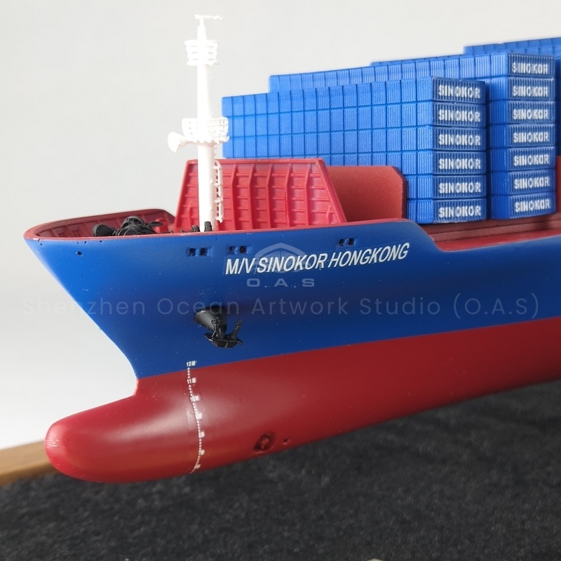 【LAC】O.A.S Customized 65cm Container Ship Model Factory Logistics Present Workmanship Decoration Handcrafted Furniture Painting