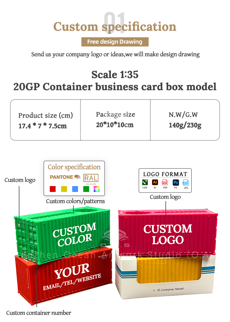 O.A.S Model Factory focuses on model making, carefully creating 1:35 EVERGREEN container model, which is cleverly designed as a practical function of pen holder and card case. The model is made of high quality materials, strong and resistant to daily bumps and bruises. The look of the EVERGREEN container is accurate, from classic colors to distinctive logos. Support logo customization, enterprises can easily integrate exclusive elements, show unique charm in business activities. Amber@vesselmodel.com Tel: +86 18038048785