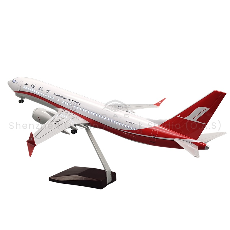 【LA】Aircraft Plane Model for Gift 1:85 Scale Model Aircrafts 737MAX8 Shanghai Airlines 47cm Boeing Model Airplanes