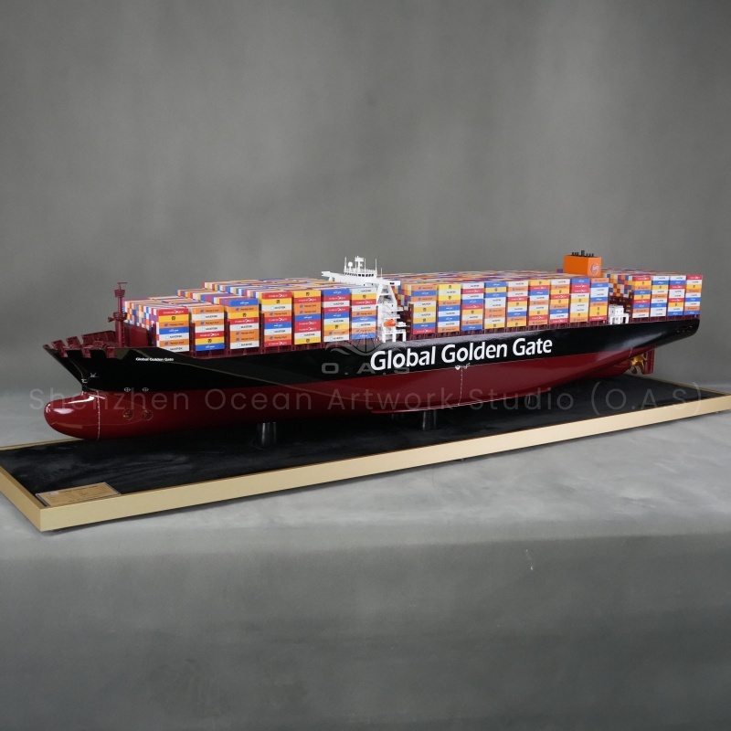 【LAC】Customizable 160cm Metal Shipping Container Model Handmade Miniature Cargo Ship Model Logistics Ship Model