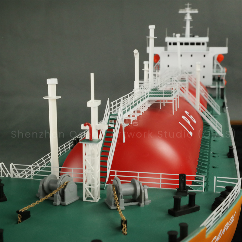 This 100cm liquefied petroleum gas (LPG) model by O.A.S is custom-made for shipyard gifts. By the senior craftsman, the appearance outline of the ship model and the internal cabin are finely carved, and the characteristics of the LPG ship are accurately restored. When the shipyard is customized, it can integrate elements such as factory standards, give customers a professional display, send employees full of expectations, and carry the spirit of the shipyard to forge ahead and strive for excellence.Amber@vesselmodel.com Tel: +86 18038048785