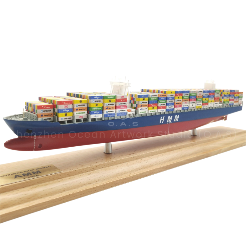 【LAC】O.A.S Factory's Handmade Scale Boat Model 1:1000 Scale Customized 35cm HMM Container Ship Model for Shipping Gift