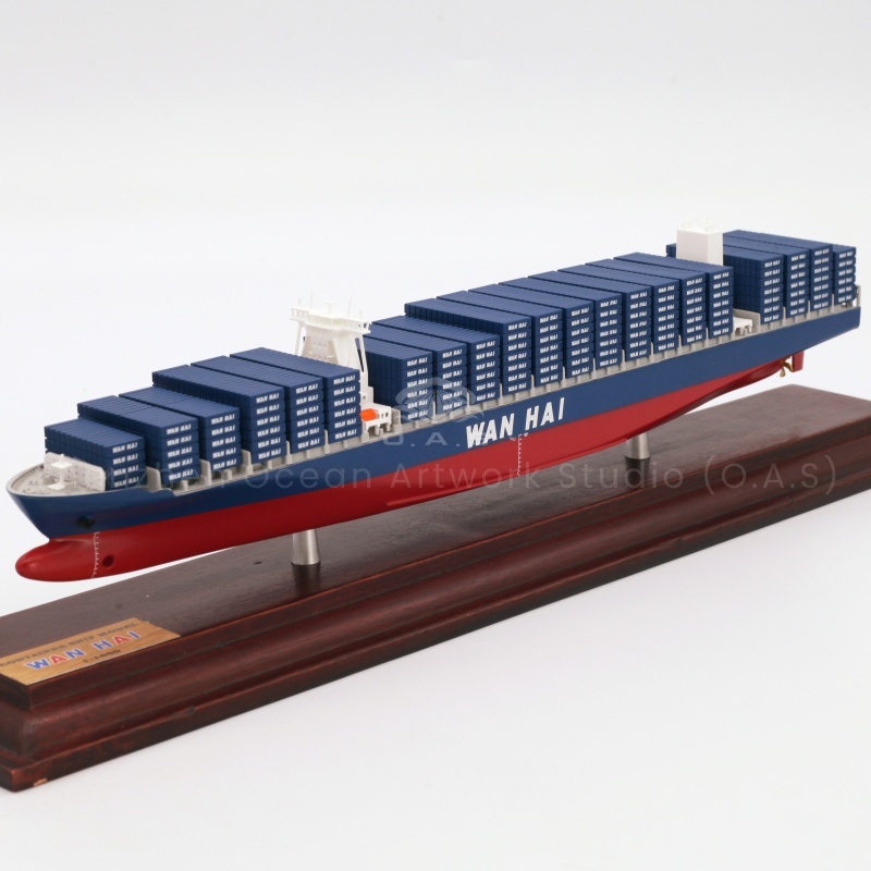 【LAC】Customizable 35cm  WAI HAI Shipping Company Souvenir Nautical ACryl  Plastic Cargo Model Container Ship Business Gifts