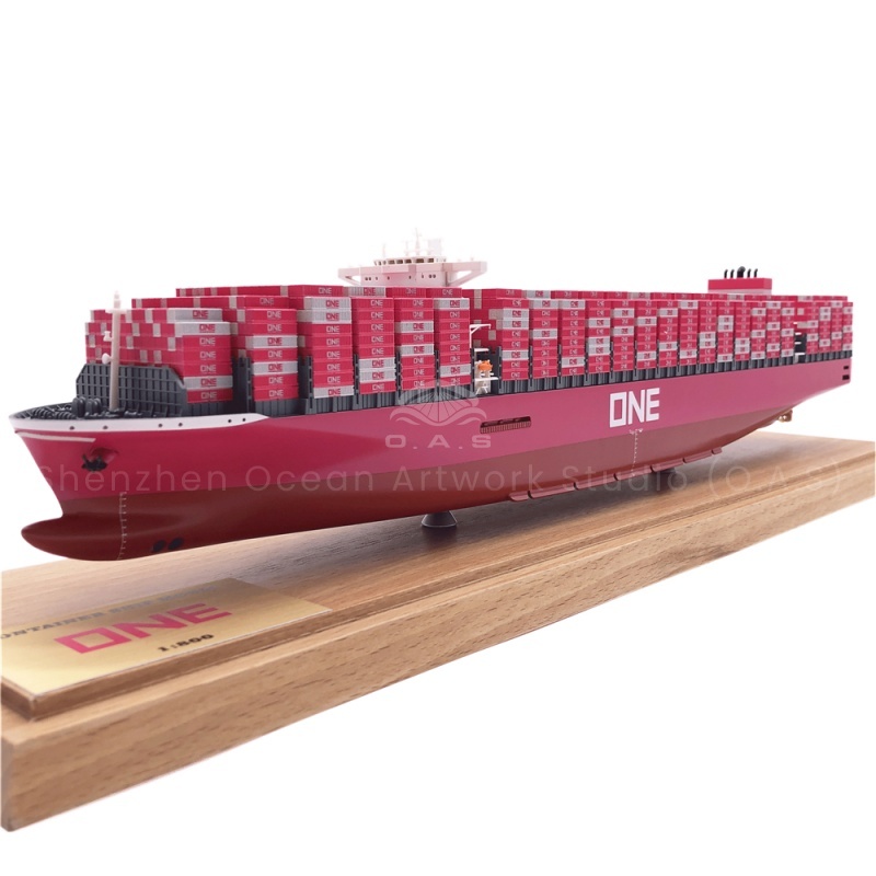 【LAC】Custom Made  45cm Shipping Model Metal Crafts Handmade Model Cargo Ship Scale1:888 ONE Container Ship Model