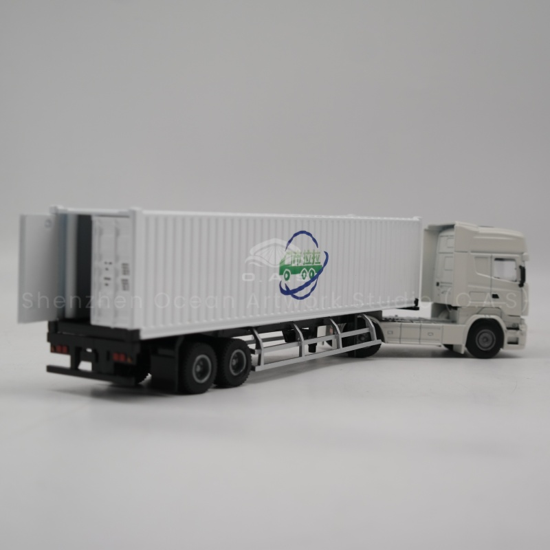 Customize 1:50 logistics container truck models at O.A.S ship Model factory. In the early stage, the professional team will communicate with you deeply and accurately grasp the needs; In the production, the use of advanced technology and high-quality alloy, strict control of each process; After completion, repeat the inspection before delivery. Full transparency, for you to create exclusive collection card model gifts. Amber@vesselmodel.com Tel: +86 18038048785