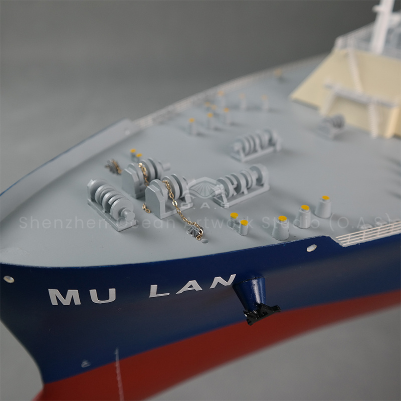 This LNG ship model by O.A.S is the perfect combination of exquisite craftsmanship and the charm of the ocean. Its overall shape is realistic, and after fine engraving and painting, it shows exquisite details and texture. It can be used as a beautiful home decoration, but also a good collection for sailing enthusiasts.Amber@vesselmodel.com Tel:+86 18038048785