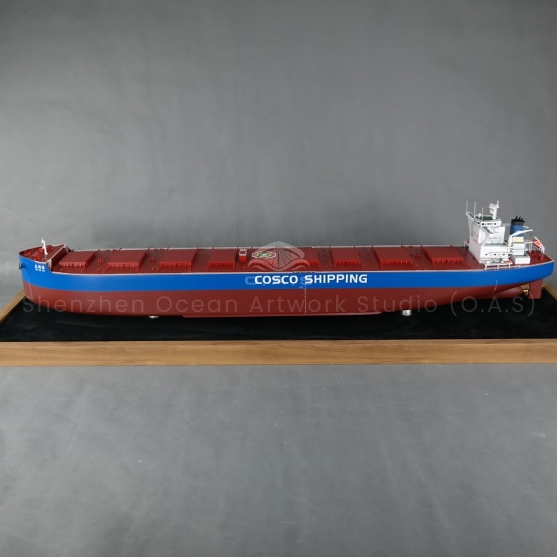 This 120cm bulk carrier model produced by O.A.S is specially created for enterprises, supporting logo customization and drawing processing. The ship model is meticulously reproduced according to the real bulk carrier, from the smooth hull to the cabin details, everything is fine. Enterprises can integrate the exclusive logo into it for display and gift, which can not only highlight the strength, but also strengthen the brand impression, and help enterprises sail the sea.Amber@vesselmodel.com Tel: +86 18038048785