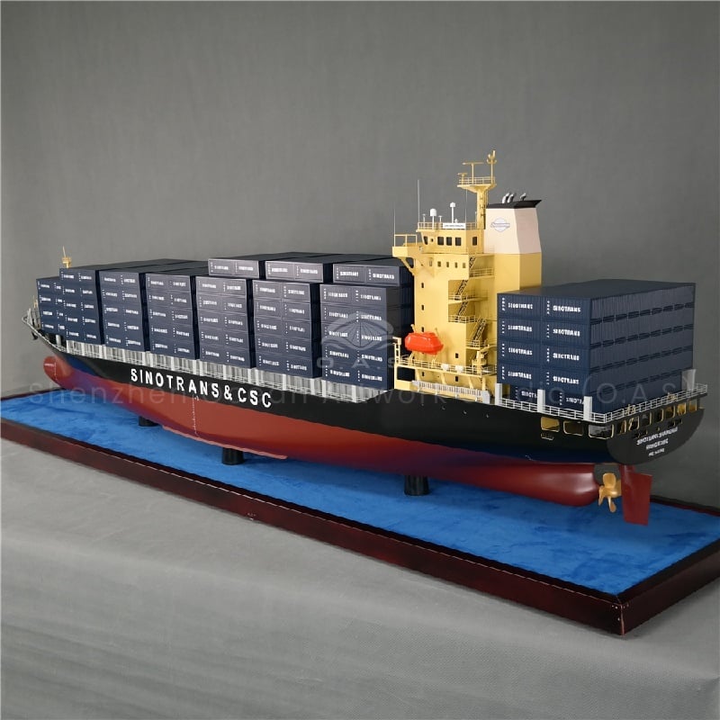 O.A.S produced this 200cm container ship model, carefully built by professional shipyards. The real ship is restored with exquisite craftsmanship, the body is majestic, the containers are arranged neatly, and even the rivets on the side of the ship are clearly visible. On the occasion of opening, sending it means that the shipyard business is like a giant ship out to sea, riding the wind and waves, returning with a full load, and opening a brilliant new chapter.Amber@vesselmodel.com Tel: +86 18038048785