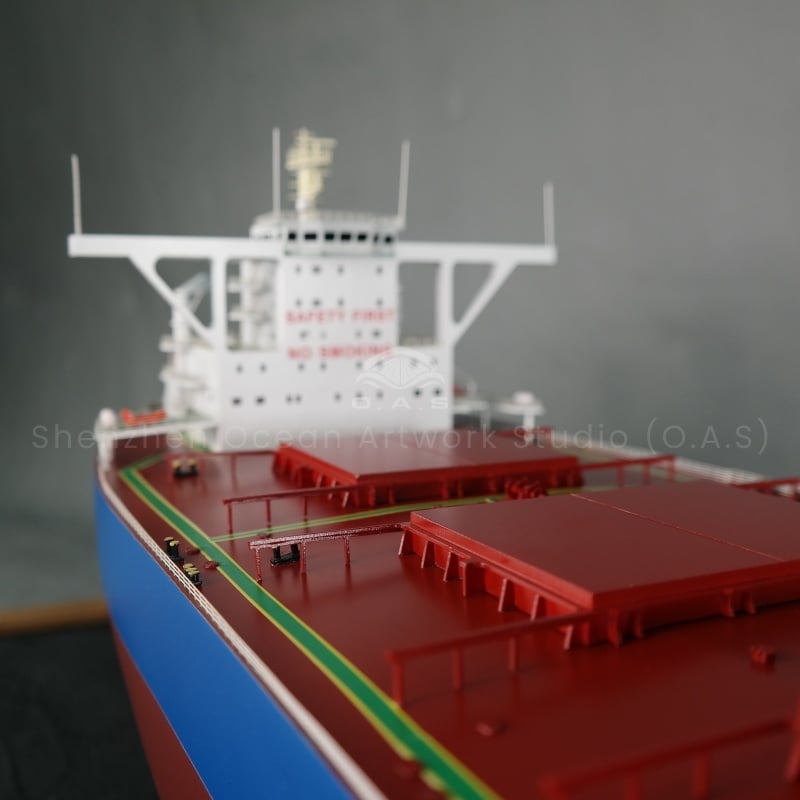 This 120cm bulk carrier model produced by O.A.S is specially created for enterprises, supporting logo customization and drawing processing. The ship model is meticulously reproduced according to the real bulk carrier, from the smooth hull to the cabin details, everything is fine. Enterprises can integrate the exclusive logo into it for display and gift, which can not only highlight the strength, but also strengthen the brand impression, and help enterprises sail the sea.Amber@vesselmodel.com Tel: +86 18038048785