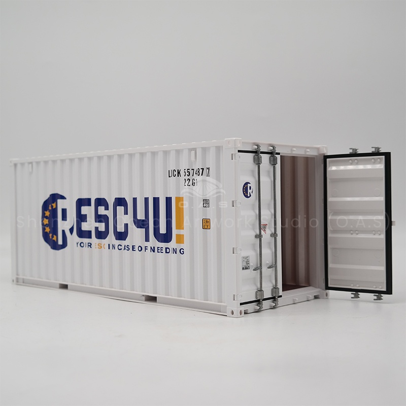 O.A.S factory tailor-made 20 feet freight forwarding container model logo customization. Relying on a deep understanding of freight forwarding and engineering fields, the team will integrate the corporate logo into the model design, through laser cutting, color painting and other processes, 1:1 restoration of details. The model is used for both publicity and gifts to help you easily enhance brand influence. Amber@vesselmodel.com Tel: +86 18038048785