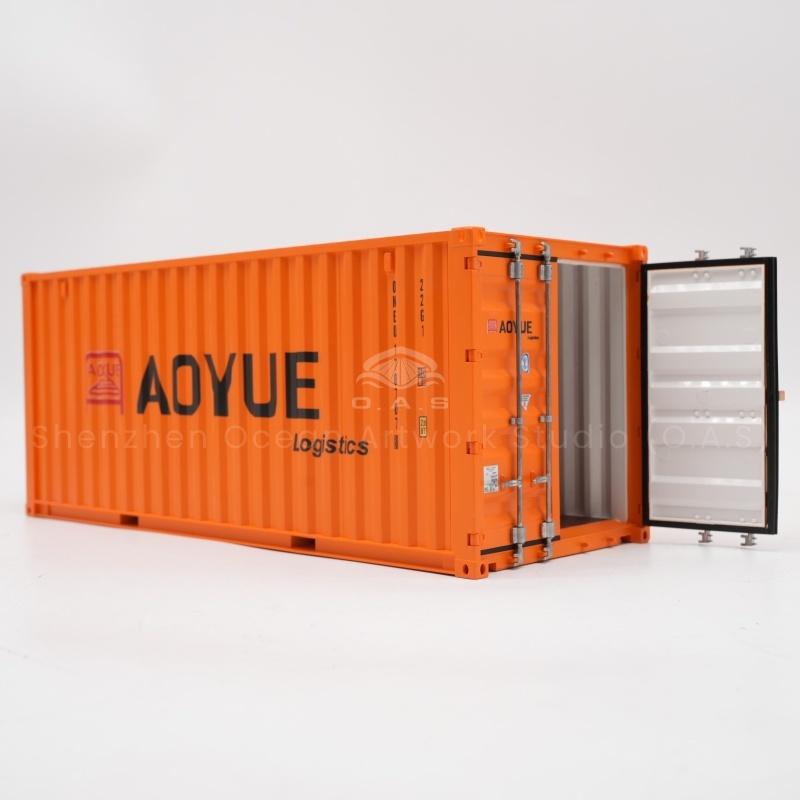 Want to make your brand stand out in new product launches, exhibitions, etc.? O.A.S ship model factory, professional custom 20 feet display container model company logo. Relying on 3D modeling and CNC engraving technology, the team cleverly integrated the corporate logo and the model, taking into account visual beauty and structural stability, so that the model became the