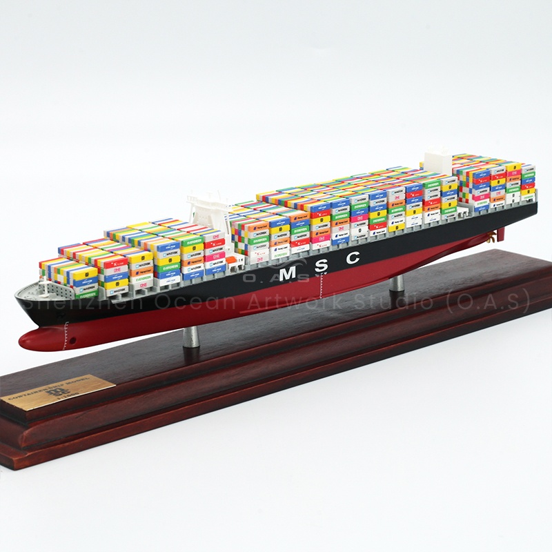 【LAC】O.A.S Factory's Workmanship Scale Boat Model 1:1000 Scale Customized 35cm MSC Subject Container Ship Model For Shipping Gift 