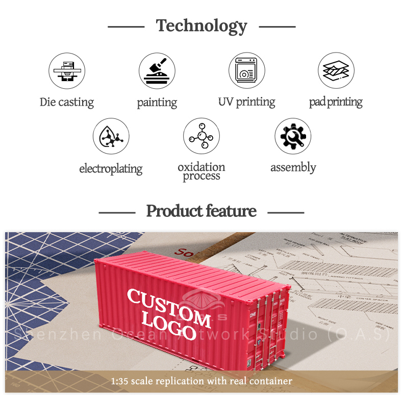 The 1:35 EVERGREEN Marine container model launched by O.A.S factory is carefully built by professional container model manufacturers. Accurately restore the appearance of EVERGREEN shipping containers with smooth lines and realistic details. Support logo customization, enterprises can be integrated into the exclusive logo. As a shipping gift, unique and practical, whether it is a business gift or an event display, it can highlight the professionalism and sincerity of the enterprise. Amber@vesselmodel.com Tel: +86 18038048785