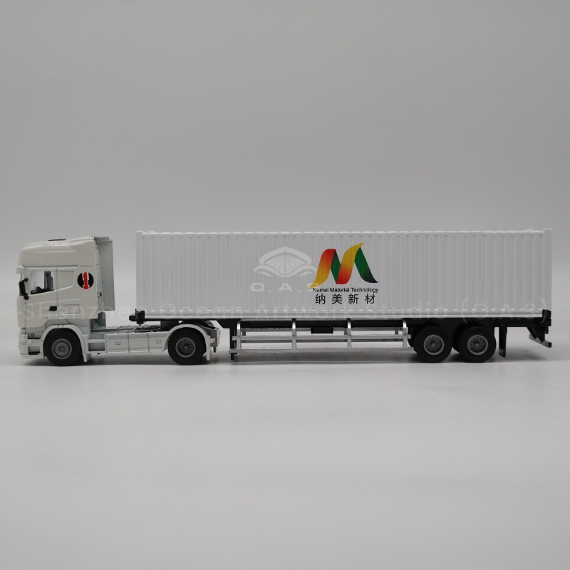 O.A.S customized 1:50 display container truck models for enterprises, we will restore the appearance of the collection card with precision technology, from the hard lines of the front to the details of the body decoration, are lifelike. Can be integrated into the enterprise identity, mass production, to ensure the duration and quality. As a corporate gift, it not only highlights the characteristics of the enterprise, but also suitable for display, is a high-quality choice for publicity and promotion.Amber@vesselmodel.com Tel:+86 18038048785