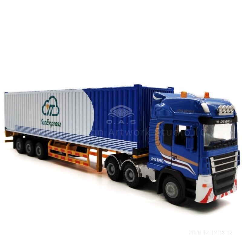 O.A.S ship model factory, focusing on model customization for 17 years, to create 1:50 shipping alloy container truck model. Selected alloy, durable, fine restore truck details. Customize exclusive logo for the company, cleverly integrate brand elements, from lines to logos, highlighting the unique style of the enterprise. Whether it is a business gift or a publicity display, it can become a bright business card with high quality. Amber@vesselmodel.com Tel: +86 18038048785