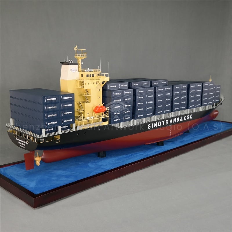 O.A.S produced this 200cm container ship model, carefully built by professional shipyards. The real ship is restored with exquisite craftsmanship, the body is majestic, the containers are arranged neatly, and even the rivets on the side of the ship are clearly visible. On the occasion of opening, sending it means that the shipyard business is like a giant ship out to sea, riding the wind and waves, returning with a full load, and opening a brilliant new chapter.Amber@vesselmodel.com Tel: +86 18038048785