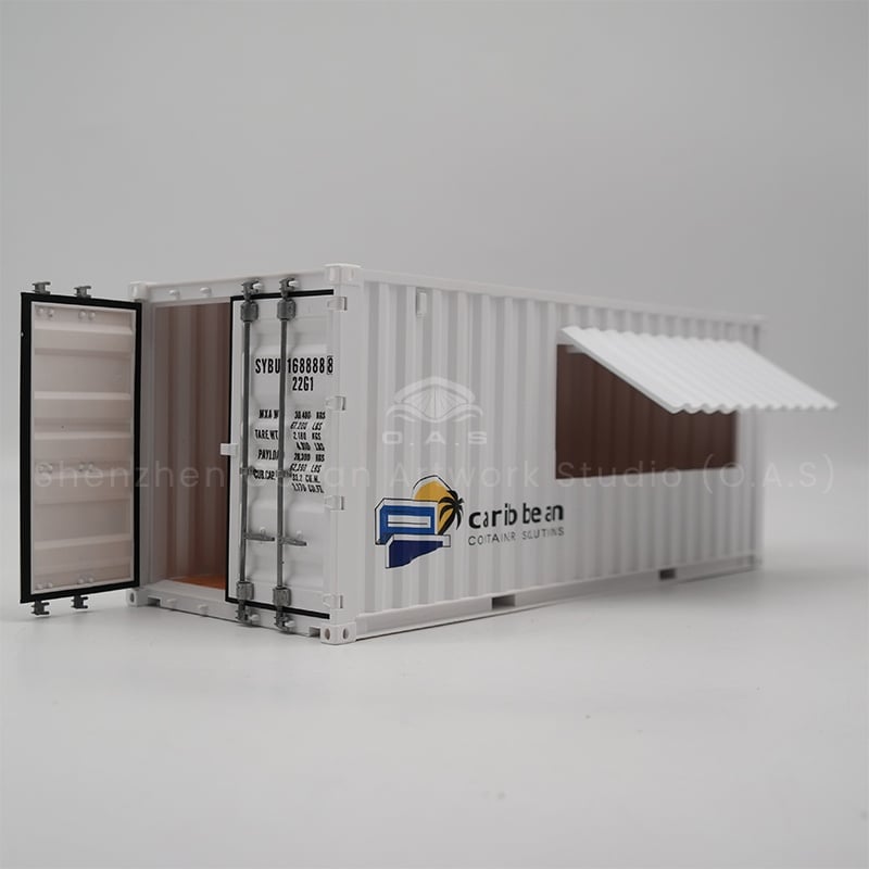 【LAC】O.A.S Factory Customized 1:20 Scale Plastic Coffee House Model Paper and Alloy Container Model for Gifts 