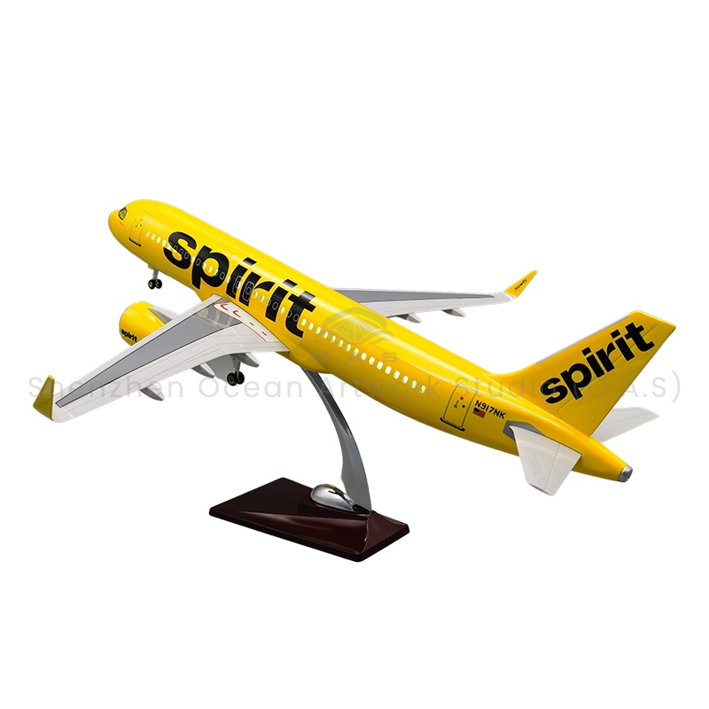 【LA】Model Pesawat Kapal Terbang Skala 1:80 dengan Lampu Airbus A320 Spirit, Model Pesawat Boeing 47cm untuk Hadiah Juruterbang