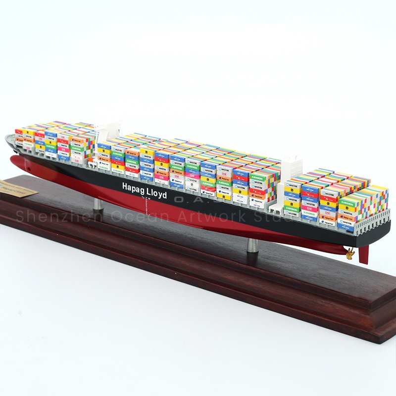 O.A.S produced this Hapag-Lloyd container ship model open mass customization services, designed for enterprises. The ship model takes Hapag-Lloyd's classic ship type as reference, and is reproduced by exquisite craftsmanship 1:1000. The ship body is strong and the container arrangement is regular. Enterprise customization can be integrated into the exclusive logo, whether placed in the office, or as a business gift, all show the extraordinary spirit of the enterprise ocean waves.Amber@vesselmodel.com Tel: +86 18038048785