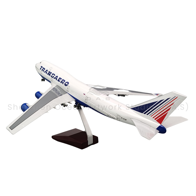 【LA】Flymodell som gave, målestokk 1:150, flymodeller av type 747 fra TRANSAERO, 47 cm, Boeing-flymodeller
