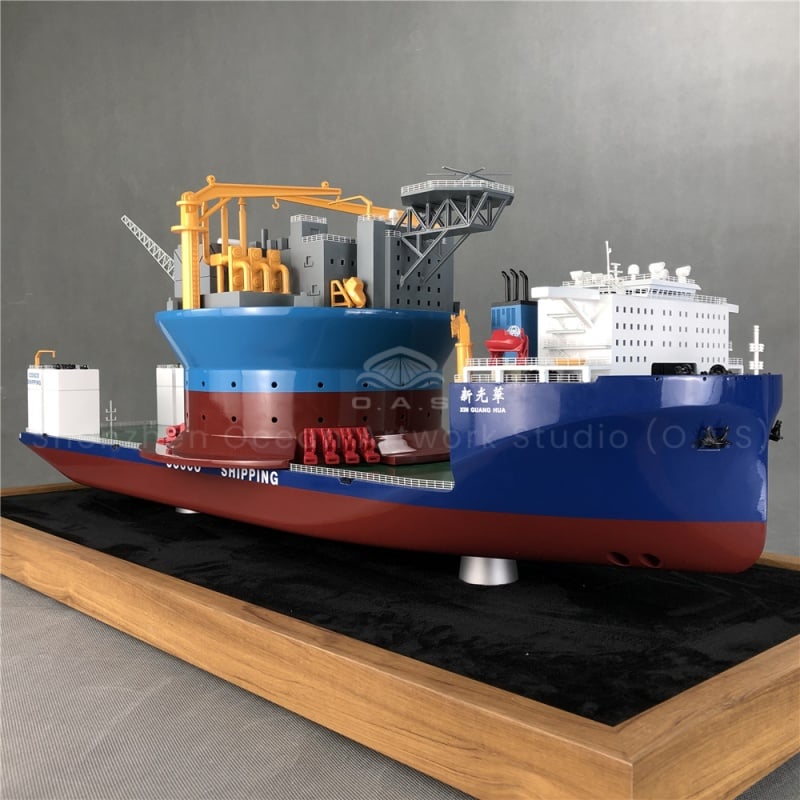 【NAC】Handmade 91cm Semi-Submersible Crane Ship Model Plastic Crafts for Cargo Marine Engineering Custom Made Toy Vehicle Present