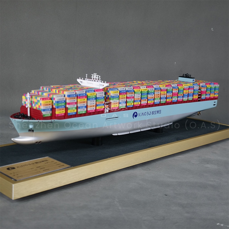 【LAC】O.A.S Factory Logistics Model 65cm Polished Maple Container Ship Presenting Shipping Line Cargo Shipment