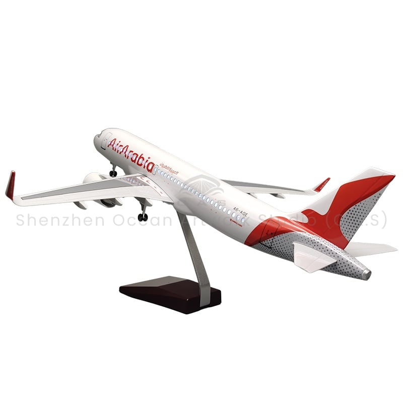 【LA】LED ABS Resin Airplane Model Airbus A320 Arabia Airlines Size 47cm Scale 1/80 with LED Light and Landing Gear