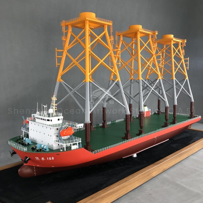 【NAC】Crane Marine Engineering Gift Present Handmade by Ocean Artwork Studio Customized 100cm Plastic Crafts Transport Ship Model