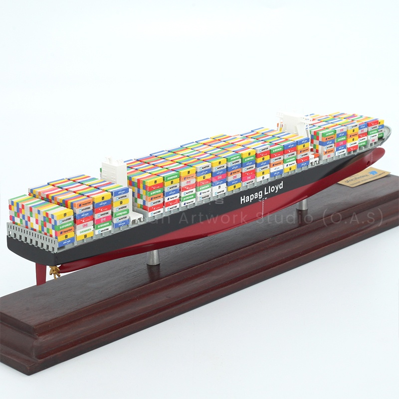 O.A.S produced this Hapag-Lloyd container ship model open mass customization services, designed for enterprises. The ship model takes Hapag-Lloyd's classic ship type as reference, and is reproduced by exquisite craftsmanship 1:1000. The ship body is strong and the container arrangement is regular. Enterprise customization can be integrated into the exclusive logo, whether placed in the office, or as a business gift, all show the extraordinary spirit of the enterprise ocean waves.Amber@vesselmodel.com Tel: +86 18038048785