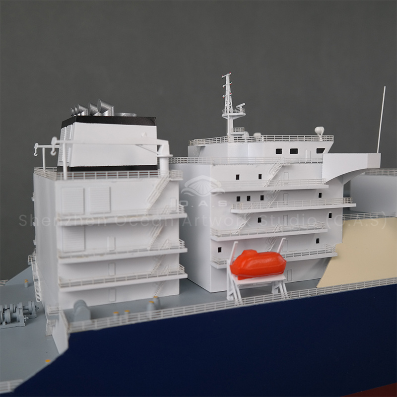 This LNG ship model by O.A.S is the perfect combination of exquisite craftsmanship and the charm of the ocean. Its overall shape is realistic, and after fine engraving and painting, it shows exquisite details and texture. It can be used as a beautiful home decoration, but also a good collection for sailing enthusiasts.Amber@vesselmodel.com Tel:+86 18038048785