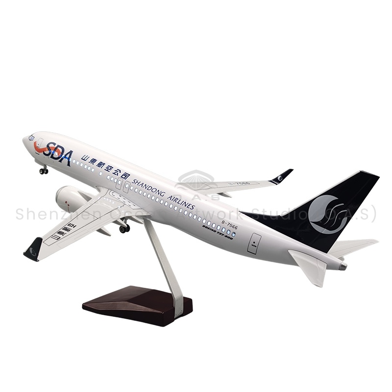 【LA】Aircraft Plane Model for Gift 1:85 Scale Model Aircrafts 737-800 Shandong Airlines 47cm Boeing Model Airplanes