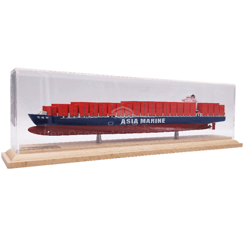 【LAC】O.A.S Factory's Handmade Scale Boat Model 1:1000 Scale Customized 35cm ASIA MARINE Container Ship Model For Shipping Gift