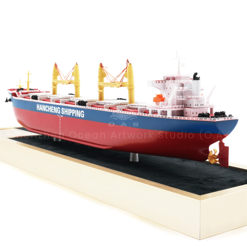 O.A.S produces this simulated bulk carrier model with smooth hull lines, accurate structural proportions, spacious cargo holds and exquisite details. The color of the model is realistic, the material texture is superior, whether it is the collection of navigation enthusiasts, or the display of Marine culture, people can appreciate the unique charm of the bulk carrier.Amber@vesselmodel.com Tel:+86 18038048785