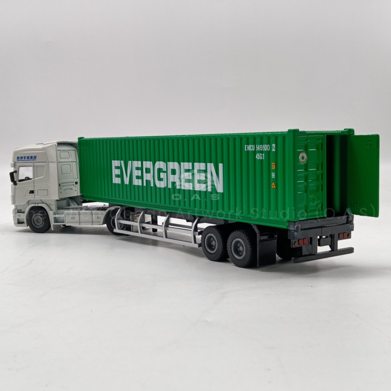 O.A.S Model factory has been focusing on model customization for 17 years, meticulously creating 1:50 EVERGREEN Marine alloy container truck models. Carefully selected alloy material, durable and outstanding texture, from the body lines to the details of the container are accurate. Can customize the logo according to the needs of the enterprise, cleverly integrate the brand elements, whether it is a business gift or publicity display are extremely suitable, quality worry free. Amber@vesselmodel.com Tel: +86 18038048785