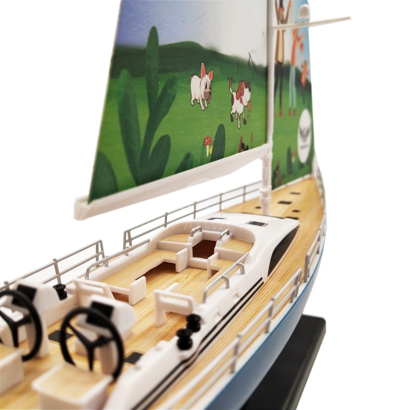 O.A.S Ship Model Factory specializes in customizing 28cm sailboat models and can ingeniously integrate corporate logos into them. The model is exquisitely crafted, with smooth lines on the hull and clear sail textures. From material selection to coloring, every step is meticulously crafted. Customized sailboat LOGO models not only highlight the enterprise's personality but also symbolize riding the wind and breaking the waves. They are the ideal choice for business gifts and office decorations. Amber@vesselmodel.com Tel: +86 18038048785